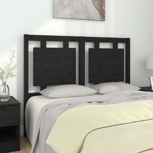 Hoofdbord 125,5x4x100 cm massief grenenhout zwart is nu te koop bij PeponiXL, paradijselijk wonen!