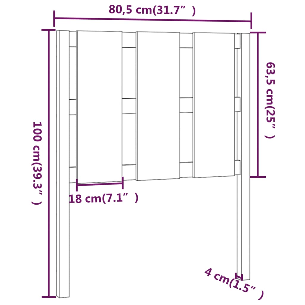 Hoofdbord 80,5x4x100 cm massief grenenhout grijs is nu te koop bij PeponiXL, paradijselijk wonen!
