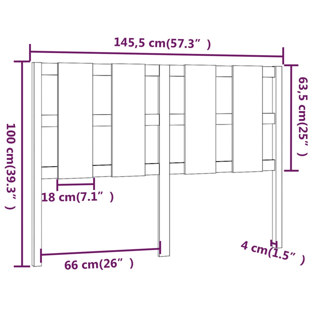 Hoofdbord 145,5x4x100 cm massief grenenhout grijs is nu te koop bij PeponiXL, paradijselijk wonen!