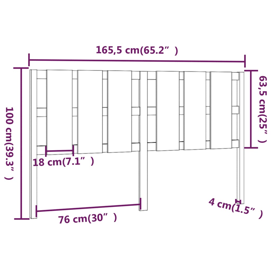 Hoofdbord 165,5x4x100 cm massief grenenhout honingbruin is nu te koop bij PeponiXL, paradijselijk wonen!