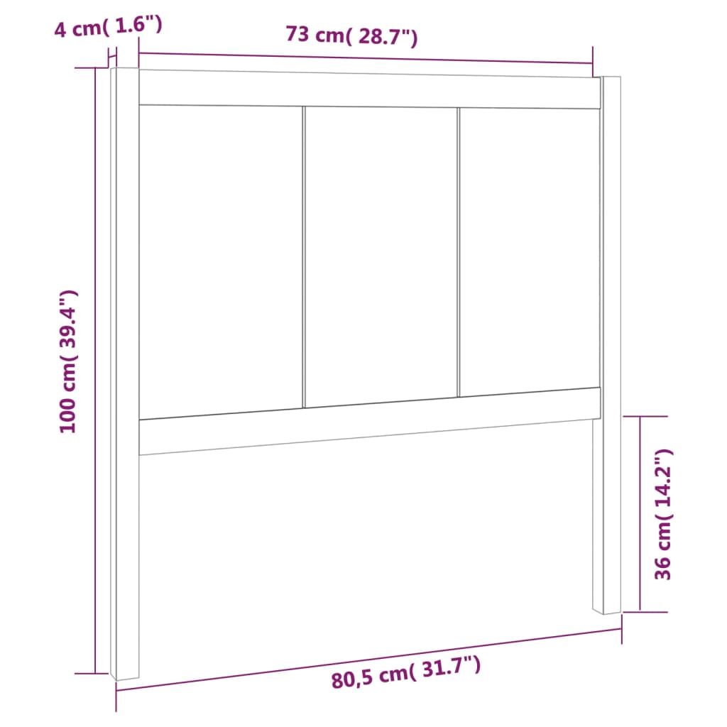 Hoofdbord 80,5x4x100 cm massief grenenhout grijs is nu te koop bij PeponiXL, paradijselijk wonen!