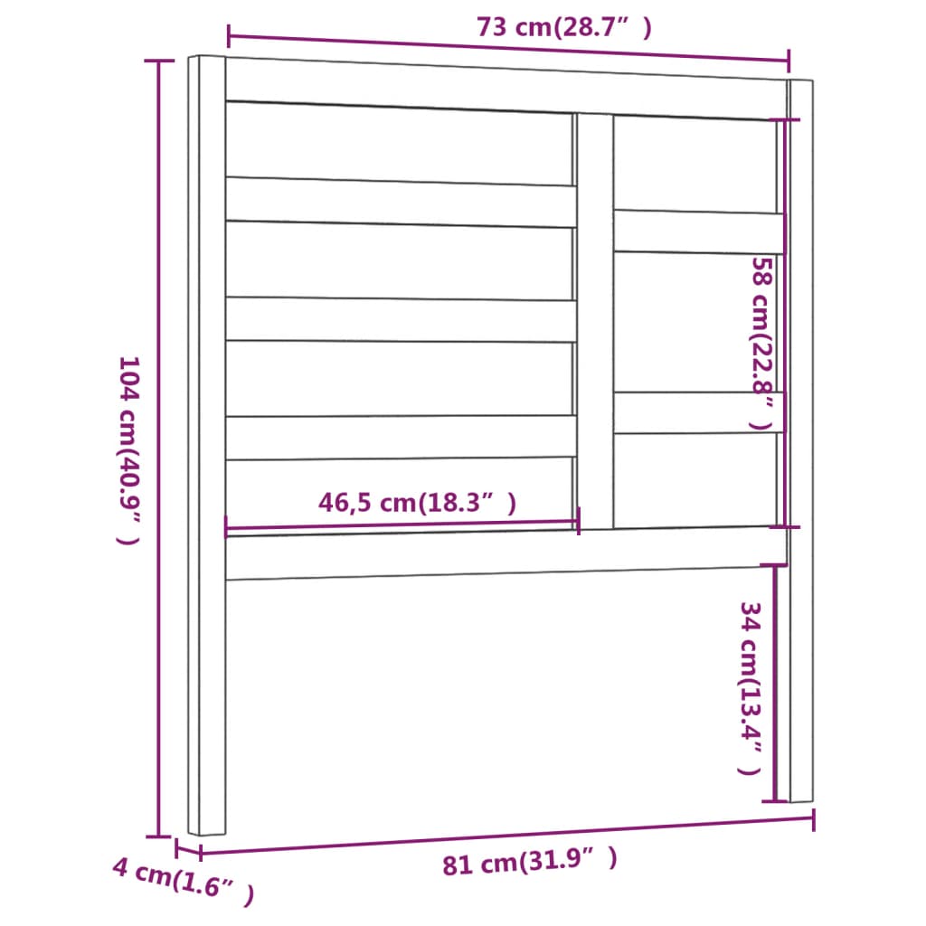 Hoofdbord 81x4x104 cm massief grenenhout zwart is nu te koop bij PeponiXL, paradijselijk wonen!