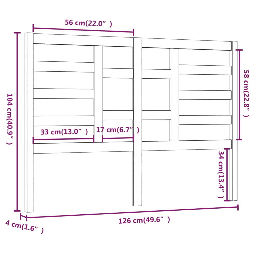 Hoofdbord 126x4x104 cm massief grenenhout grijs is nu te koop bij PeponiXL, paradijselijk wonen!