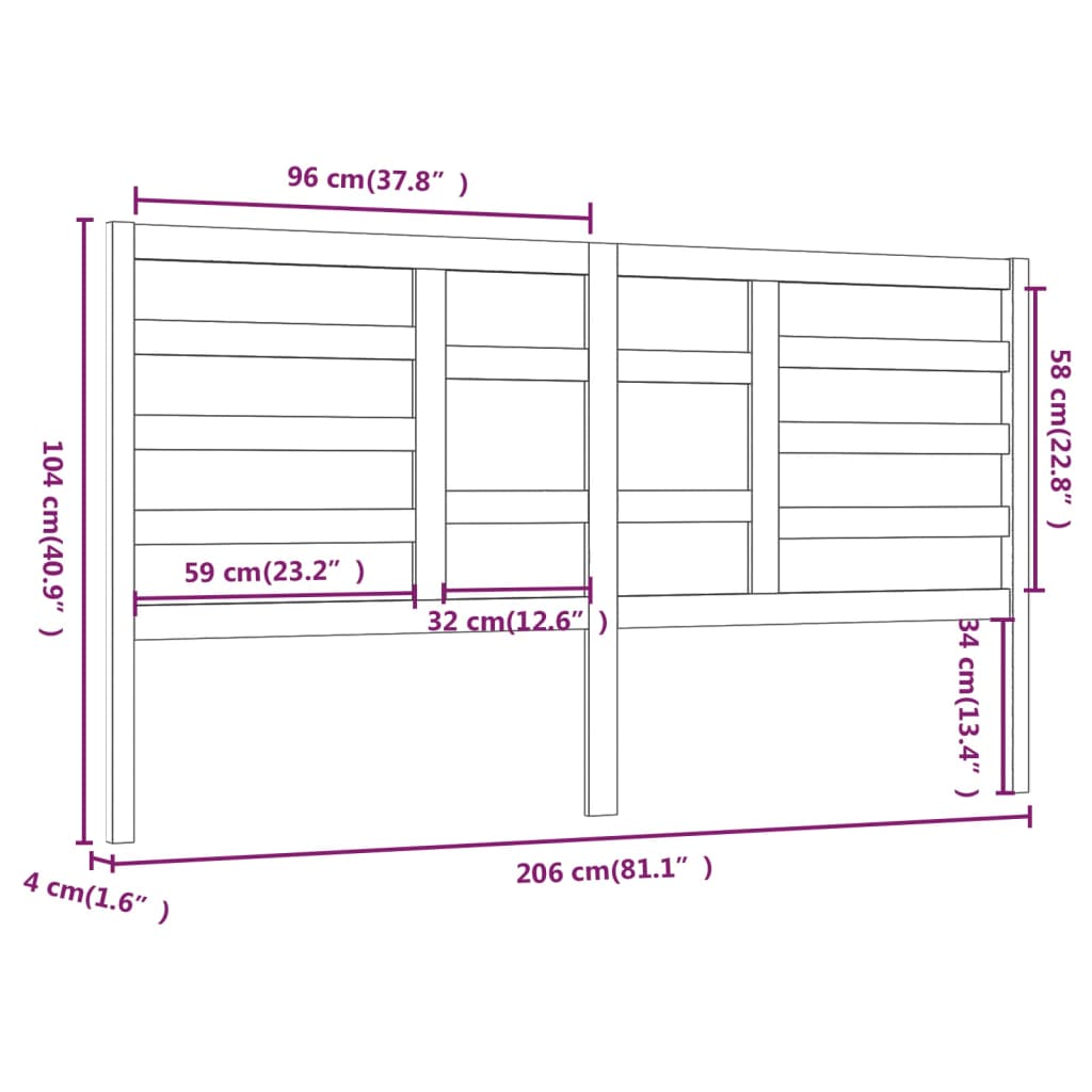 Hoofdbord 206x4x104 cm massief grenenhout zwart is nu te koop bij PeponiXL, paradijselijk wonen!