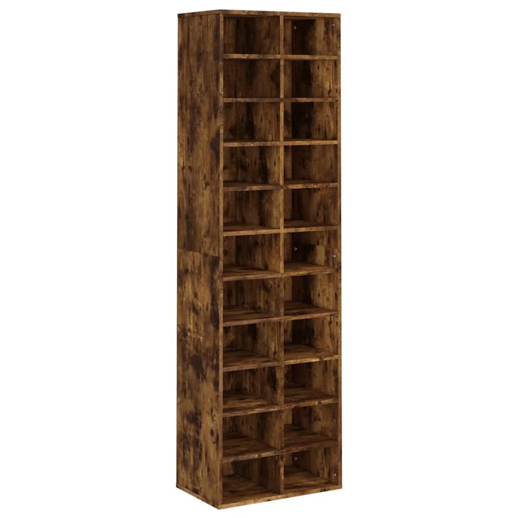 Schoenenkast 54x34x183 cm bewerkt hout gerookt eikenkleurig is nu te koop bij PeponiXL, paradijselijk wonen!