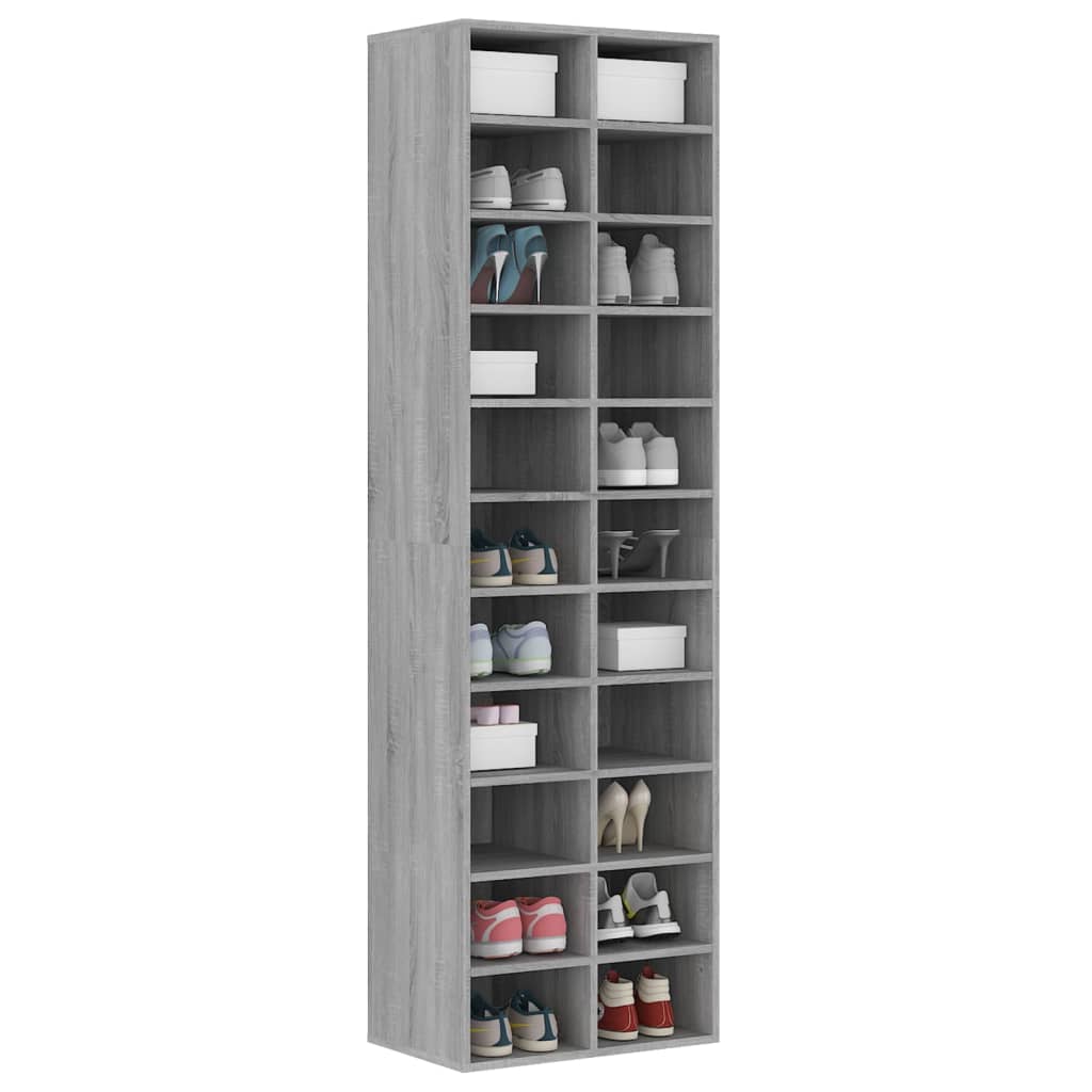 Schoenenkast 54x34x183 cm bewerkt hout grijs sonoma eikenkleur is nu te koop bij PeponiXL, paradijselijk wonen!