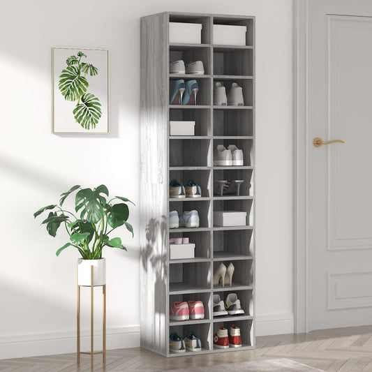 Schoenenkast 54x34x183 cm bewerkt hout grijs sonoma eikenkleur is nu te koop bij PeponiXL, paradijselijk wonen!