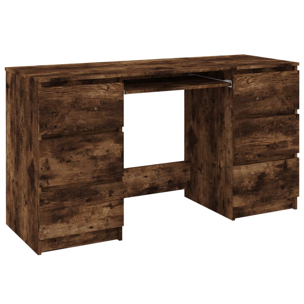 Bureau 140x50x77 cm bewerkt hout gerookt eikenkleurig is nu te koop bij PeponiXL, paradijselijk wonen!