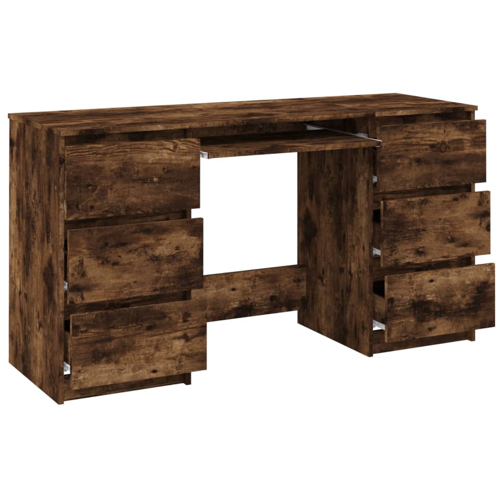 Bureau 140x50x77 cm bewerkt hout gerookt eikenkleurig is nu te koop bij PeponiXL, paradijselijk wonen!