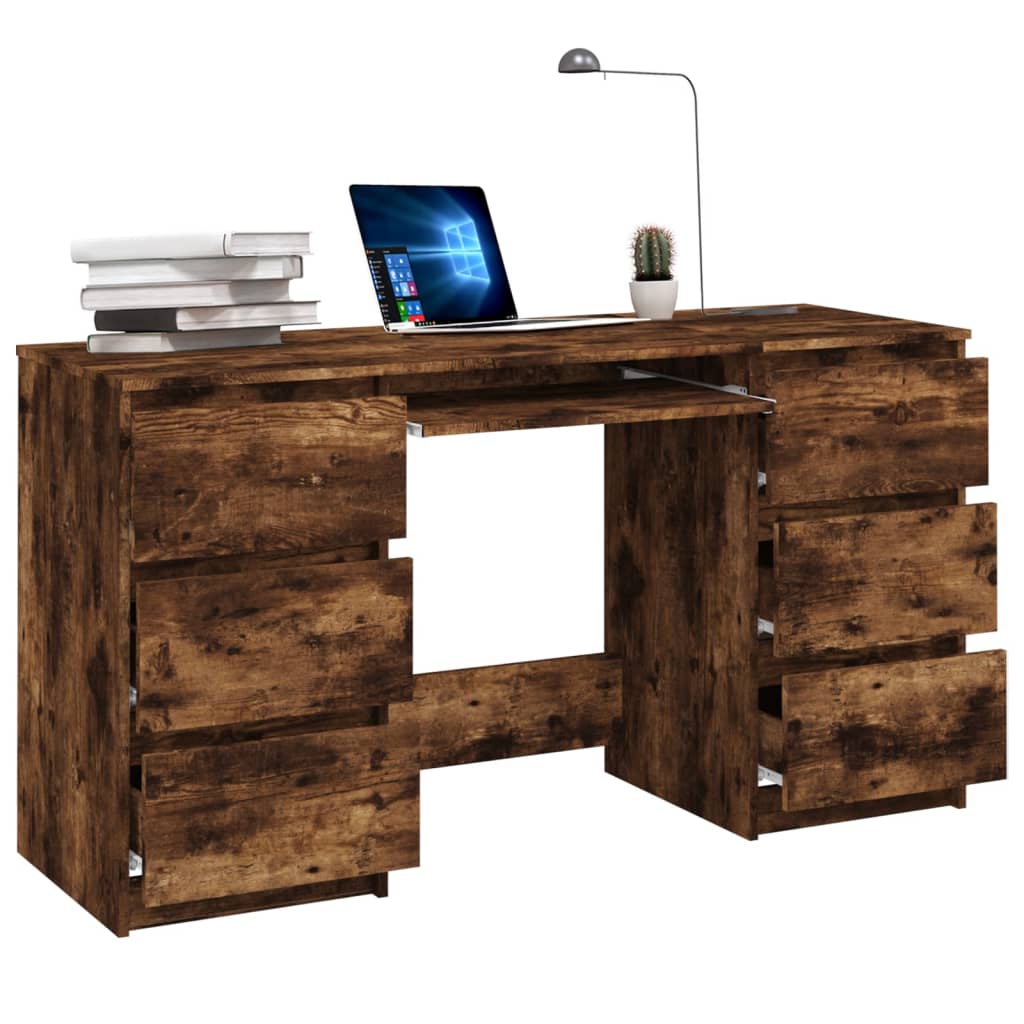 Bureau 140x50x77 cm bewerkt hout gerookt eikenkleurig is nu te koop bij PeponiXL, paradijselijk wonen!