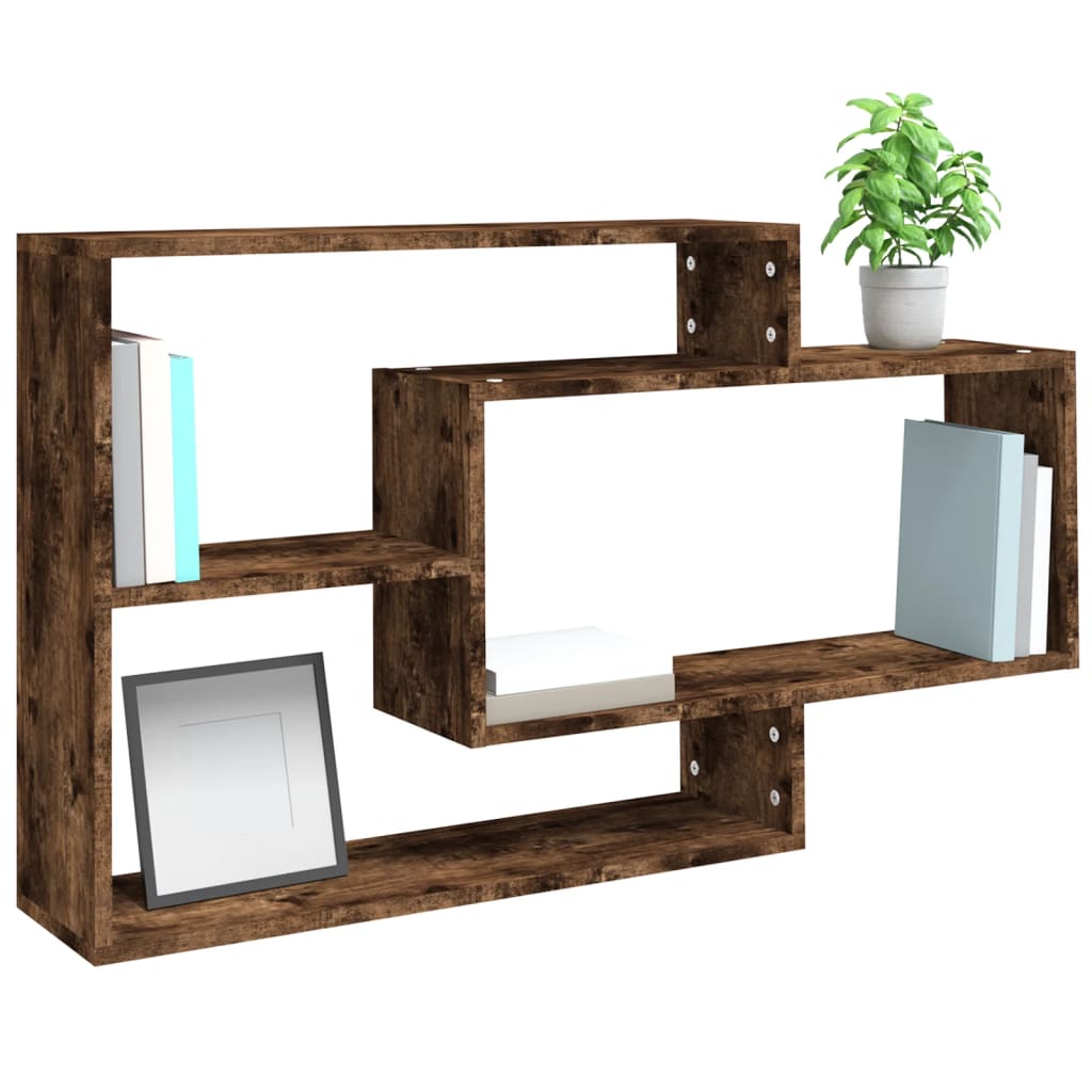 Wandschap 104x20x58,5 cm bewerkt hout gerookt eikenkleurig is nu te koop bij PeponiXL, paradijselijk wonen!