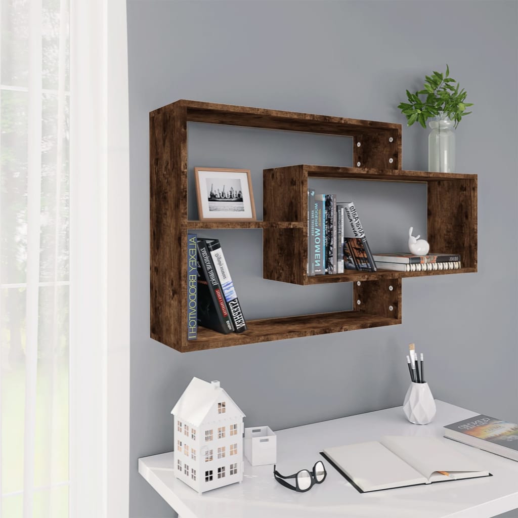 Wandschap 104x20x58,5 cm bewerkt hout gerookt eikenkleurig is nu te koop bij PeponiXL, paradijselijk wonen!