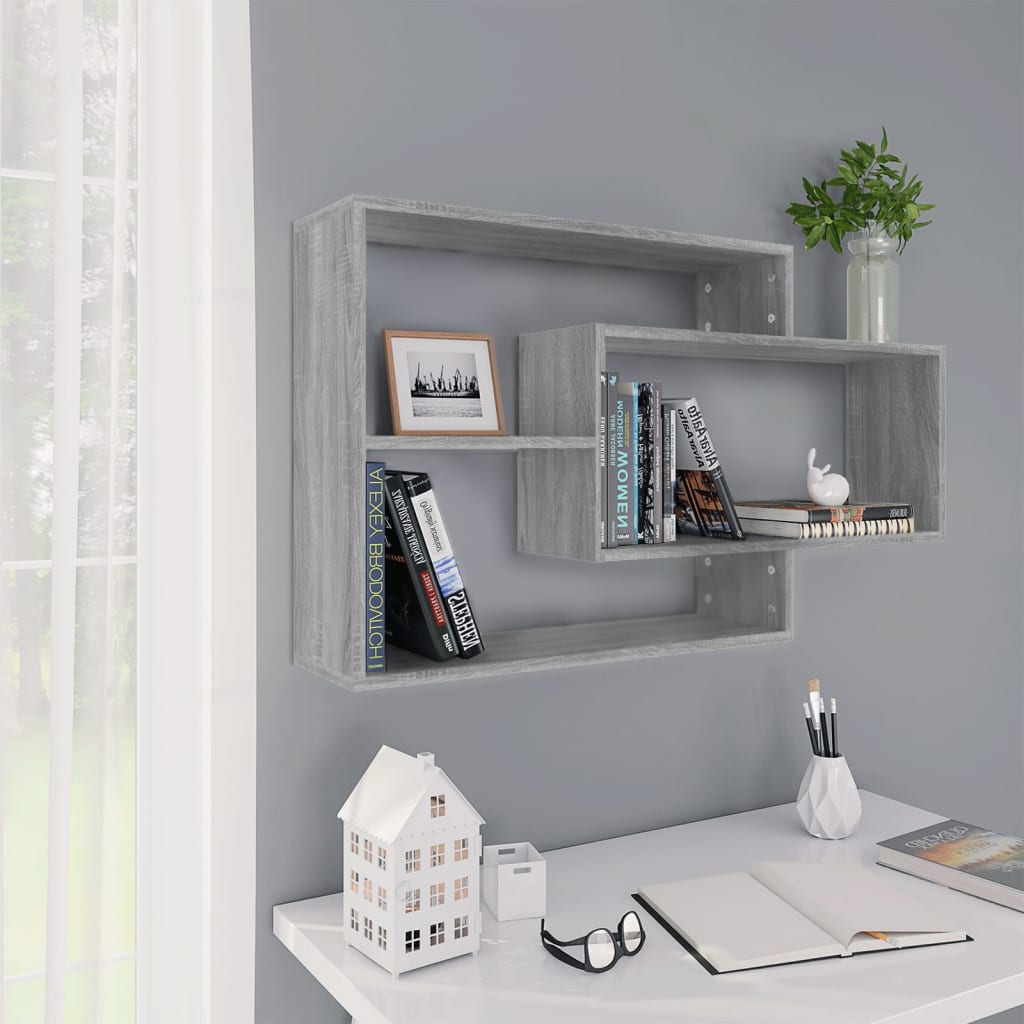 Wandschap 104x20x58,5 cm bewerkt hout grijs sonoma eikenkleurig is nu te koop bij PeponiXL, paradijselijk wonen!