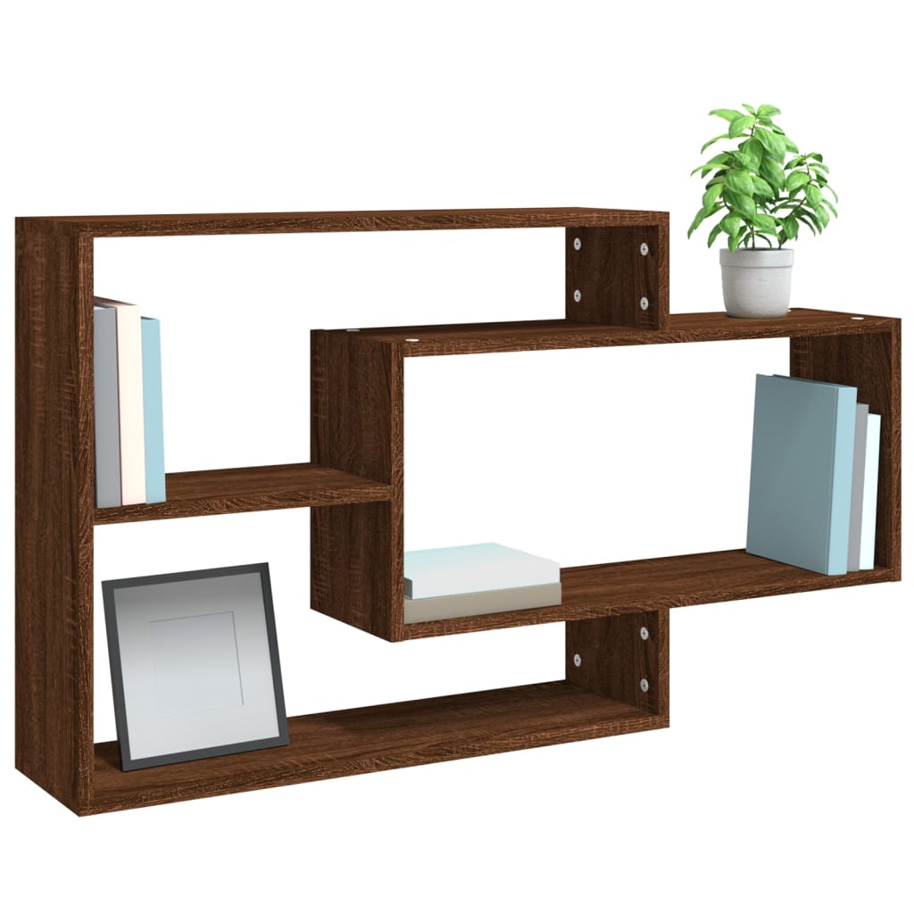 Wandschap 104x20x58,5 cm bewerkt hout bruin eikenkleur is nu te koop bij PeponiXL, paradijselijk wonen!
