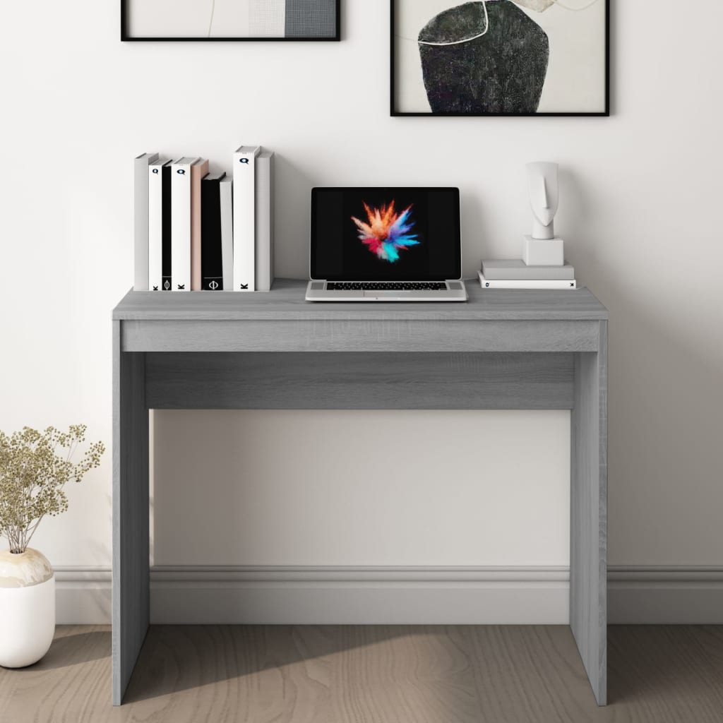 Bureau 90x40x72 cm bewerkt hout grijs sonoma eikenkleurig is nu te koop bij PeponiXL, paradijselijk wonen!