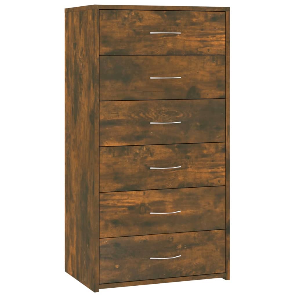 Dressoir met 6 lades 50x34x96 cm bewerkt hout gerookt eiken is nu te koop bij PeponiXL, paradijselijk wonen!