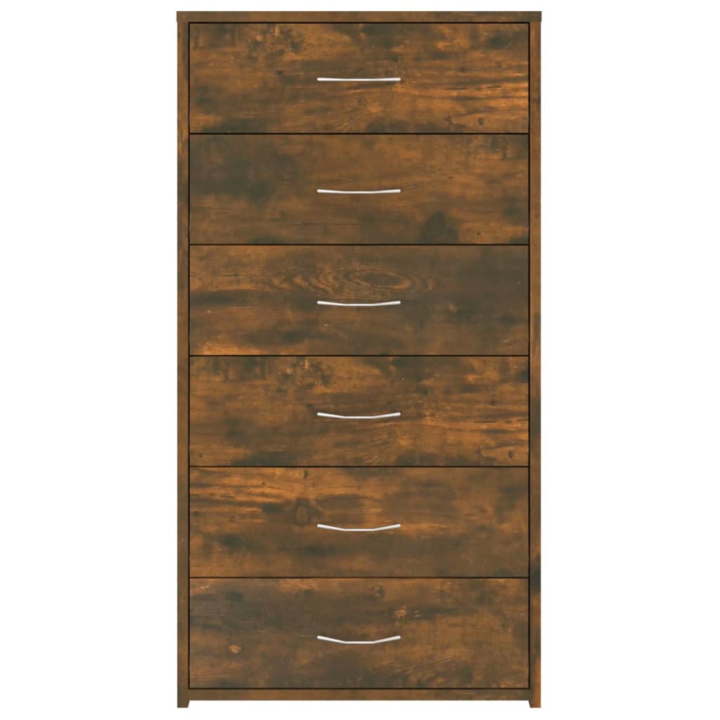 Dressoir met 6 lades 50x34x96 cm bewerkt hout gerookt eiken is nu te koop bij PeponiXL, paradijselijk wonen!