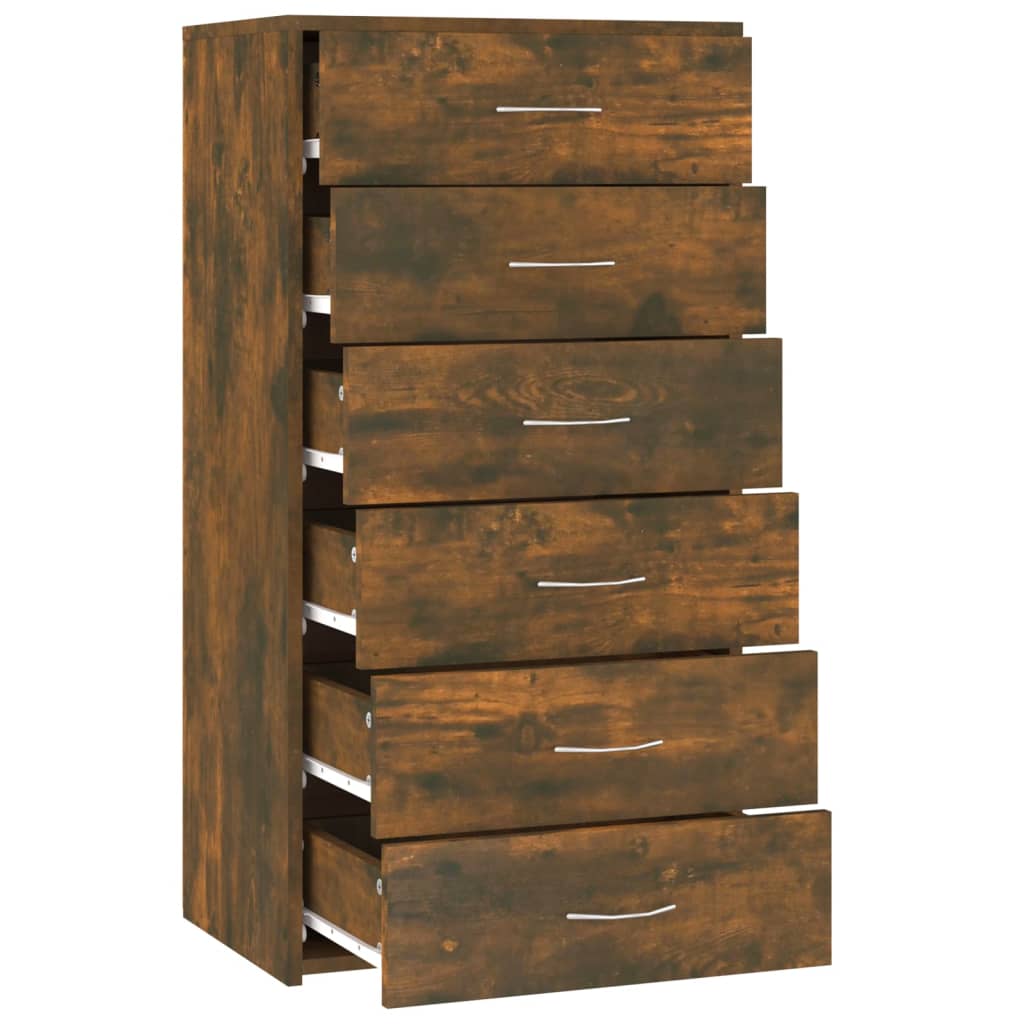Dressoir met 6 lades 50x34x96 cm bewerkt hout gerookt eiken is nu te koop bij PeponiXL, paradijselijk wonen!