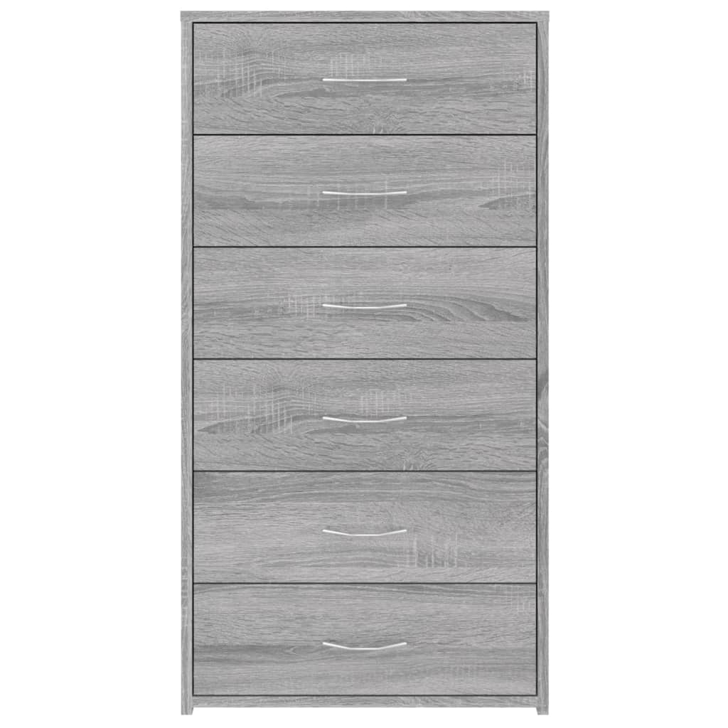Dressoir met 6 lades 50x34x96 cm bewerkt hout grijs sonoma is nu te koop bij PeponiXL, paradijselijk wonen!