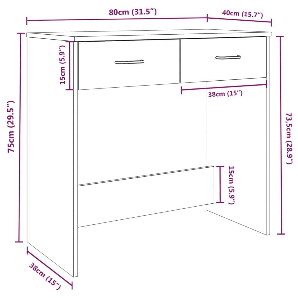 Bureau 80x40x75 cm bewerkt hout grijs sonoma eikenkleurig is nu te koop bij PeponiXL, paradijselijk wonen!