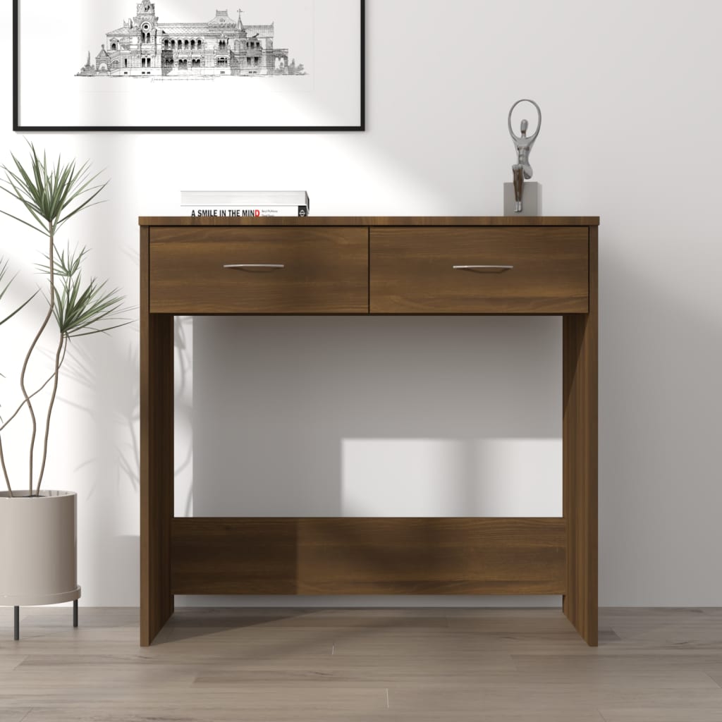 Bureau 80x40x75 cm bewerkt hout bruin eikenkleur is nu te koop bij PeponiXL, paradijselijk wonen!