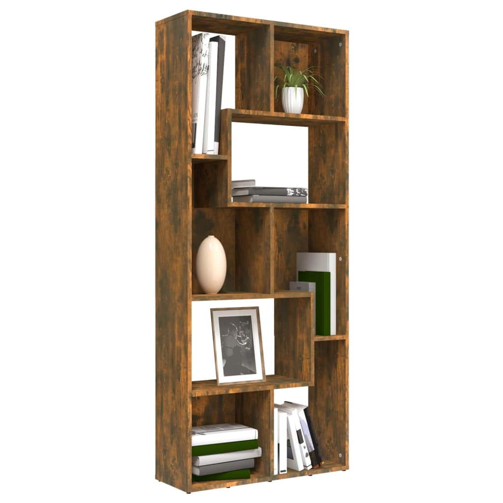 Boekenkast 67x24x161 cm bewerkt hout gerookt eikenkleurig is nu te koop bij PeponiXL, paradijselijk wonen!