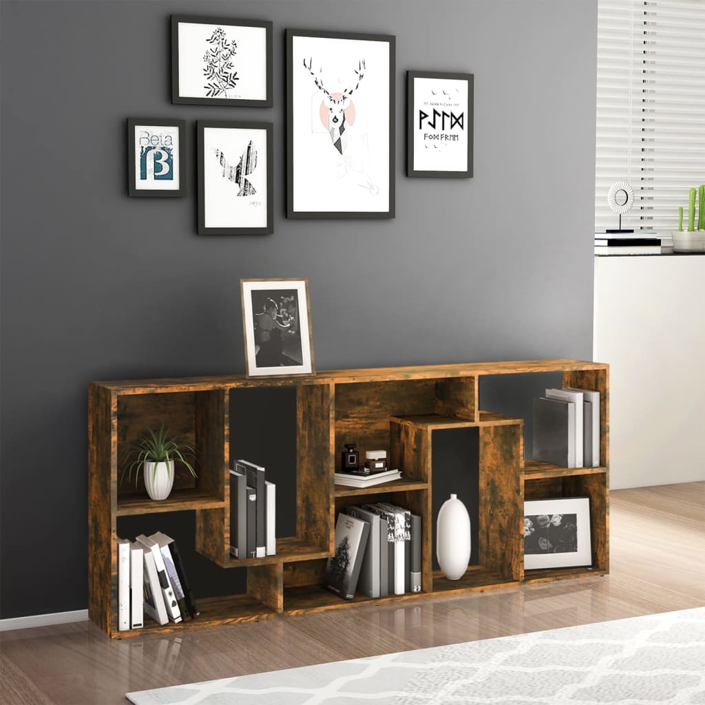Boekenkast 67x24x161 cm bewerkt hout gerookt eikenkleurig is nu te koop bij PeponiXL, paradijselijk wonen!