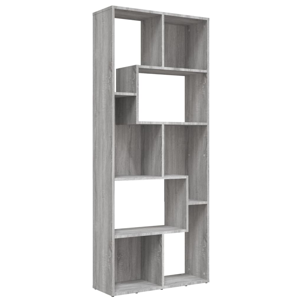 Boekenkast 67x24x161 cm bewerkt hout grijs sonoma eikenkleurig is nu te koop bij PeponiXL, paradijselijk wonen!