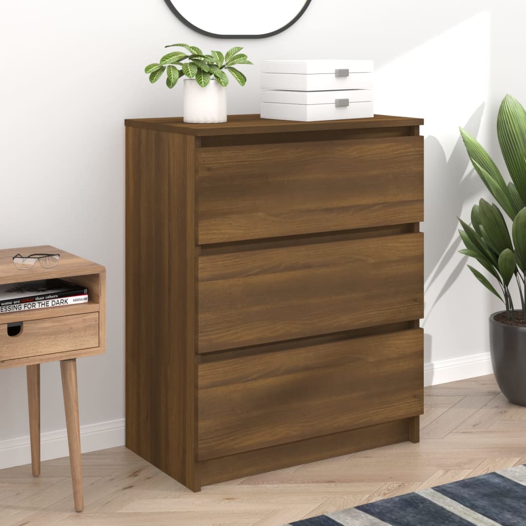 Dressoir 60x35x76 cm bewerkt hout bruin eikenkleur is nu te koop bij PeponiXL, paradijselijk wonen!