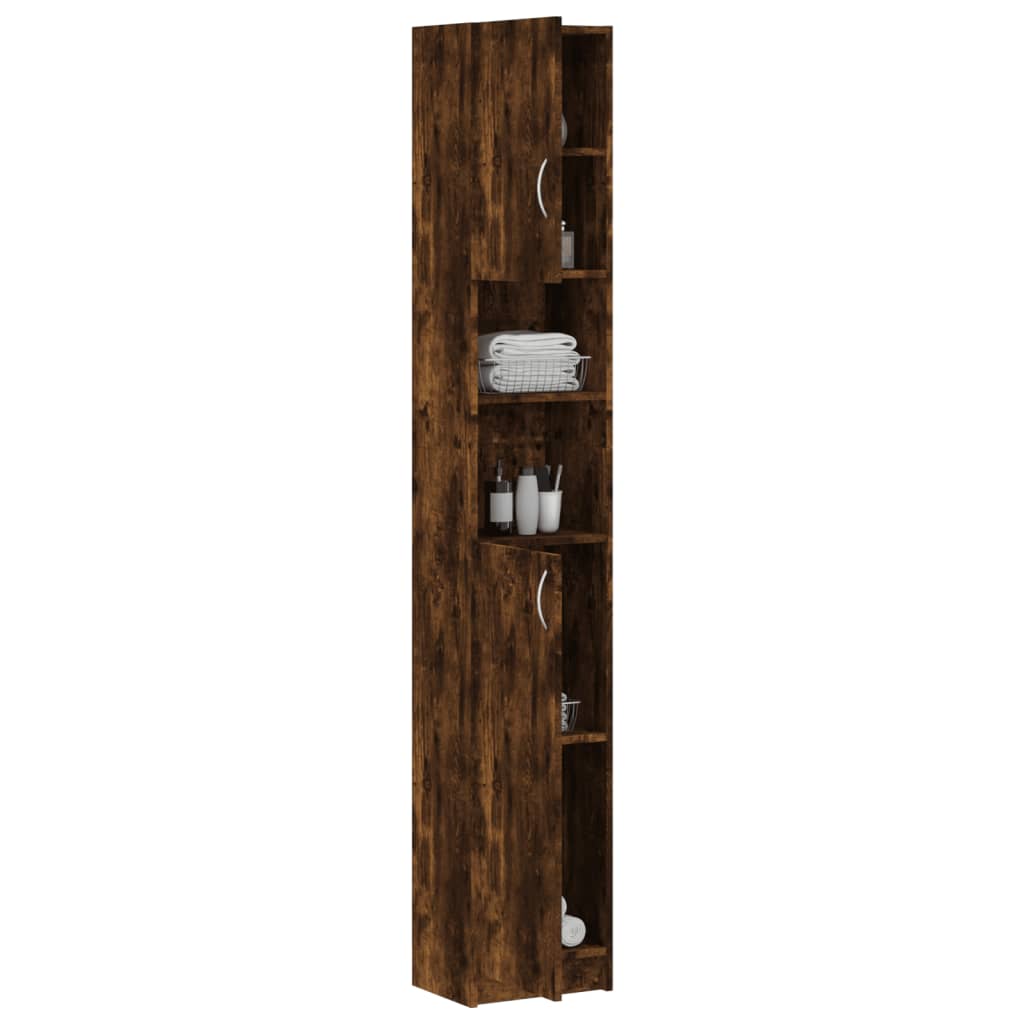 Badkamerkast 32x25,5x190 cm bewerkt hout gerookt eikenkleurig is nu te koop bij PeponiXL, paradijselijk wonen!