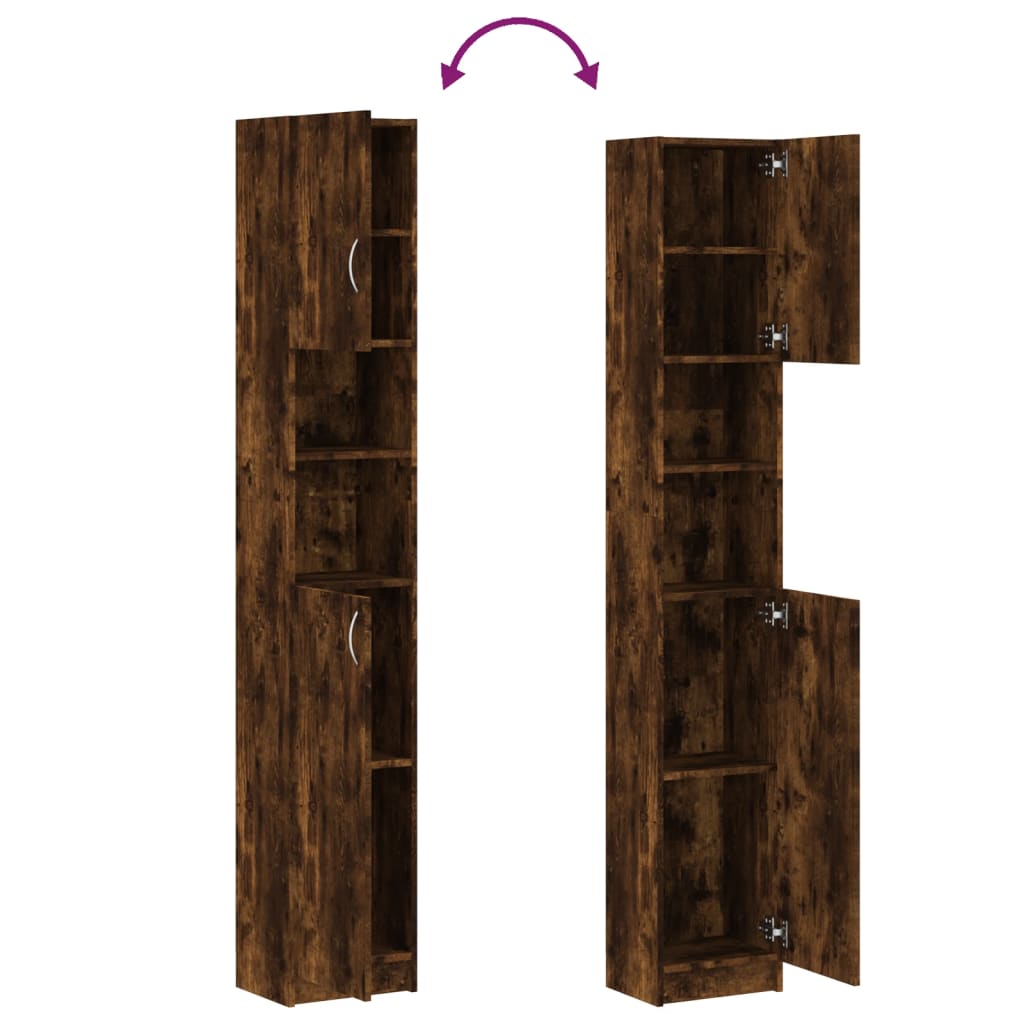 Badkamerkast 32x25,5x190 cm bewerkt hout gerookt eikenkleurig is nu te koop bij PeponiXL, paradijselijk wonen!