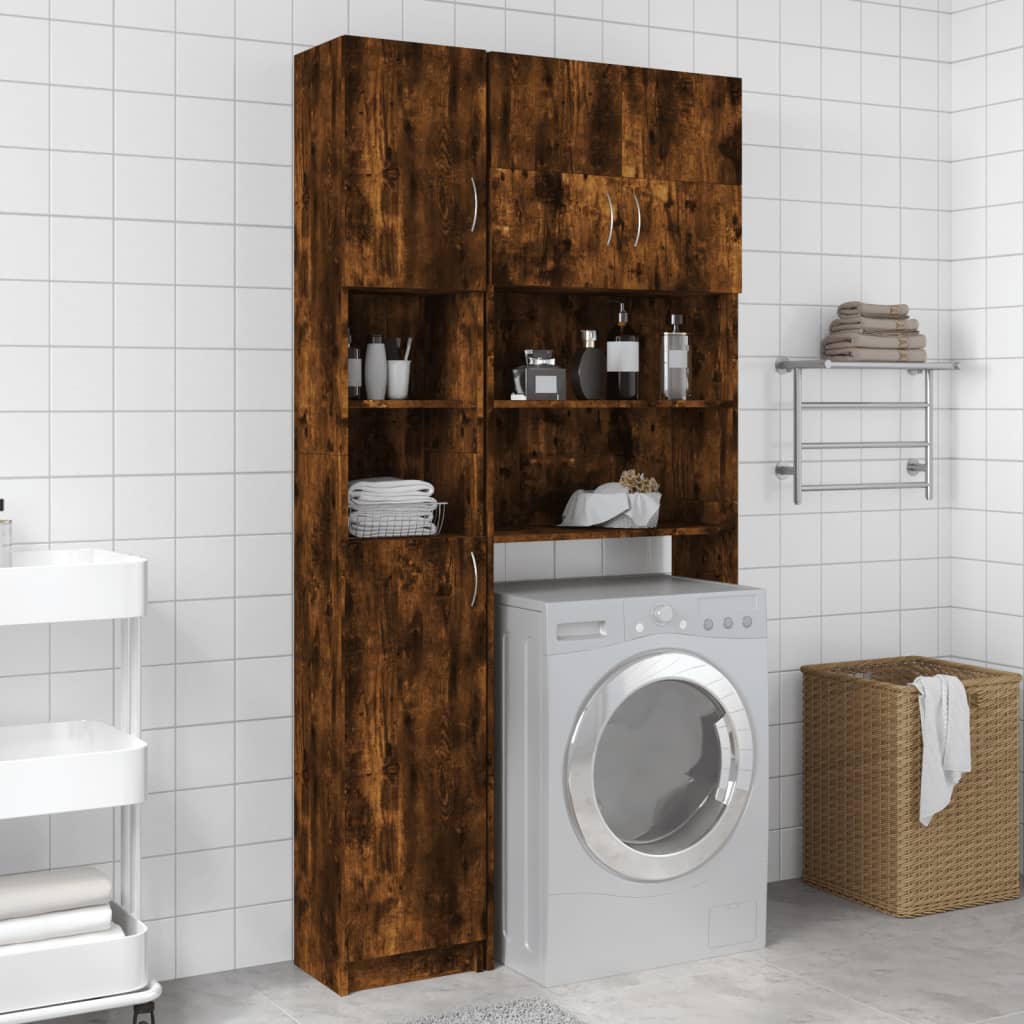 Badkamerkast 32x25,5x190 cm bewerkt hout gerookt eikenkleurig is nu te koop bij PeponiXL, paradijselijk wonen!