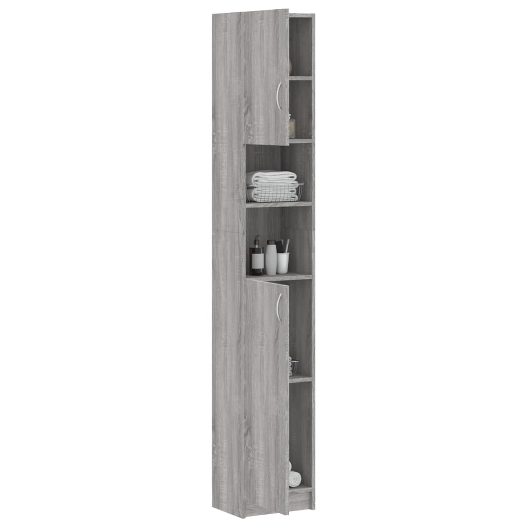 Badkamerkast 32x25,5x190 cm bewerkt hout grijs sonoma eiken is nu te koop bij PeponiXL, paradijselijk wonen!