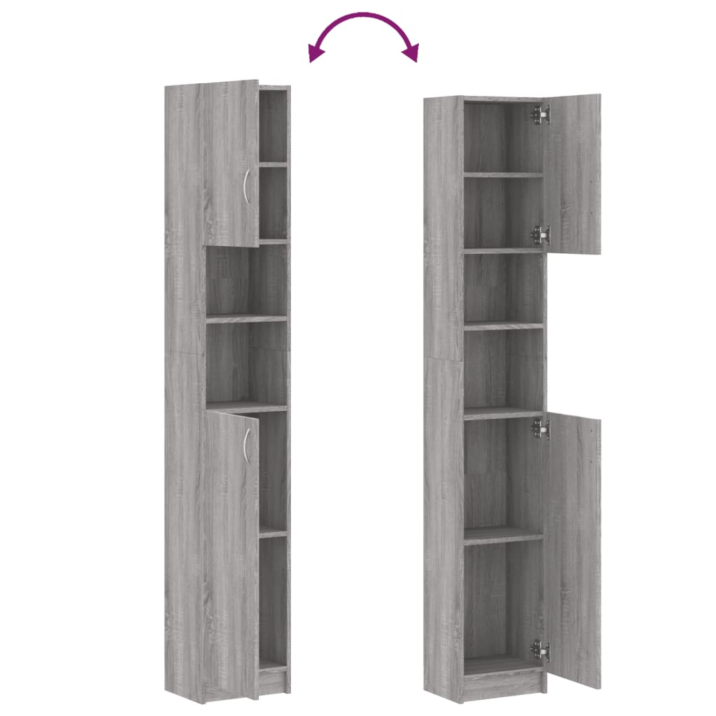 Badkamerkast 32x25,5x190 cm bewerkt hout grijs sonoma eiken is nu te koop bij PeponiXL, paradijselijk wonen!