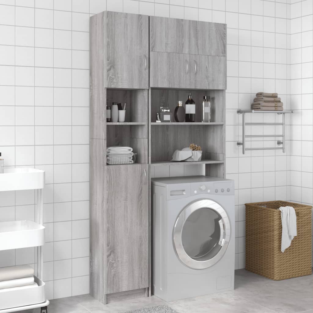 Badkamerkast 32x25,5x190 cm bewerkt hout grijs sonoma eiken is nu te koop bij PeponiXL, paradijselijk wonen!