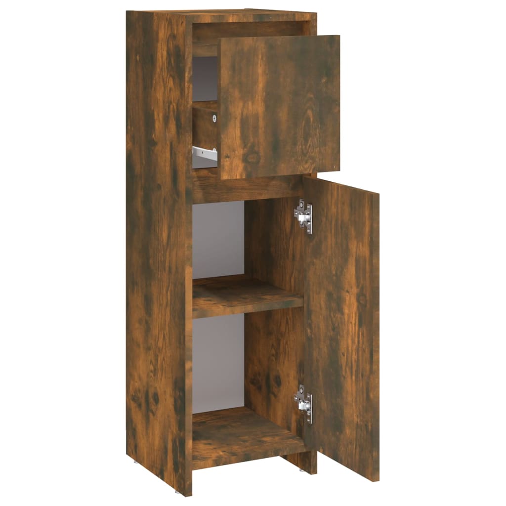 Badkamerkast 30x30x95 cm bewerkt hout gerookt eikenkleurig is nu te koop bij PeponiXL, paradijselijk wonen!