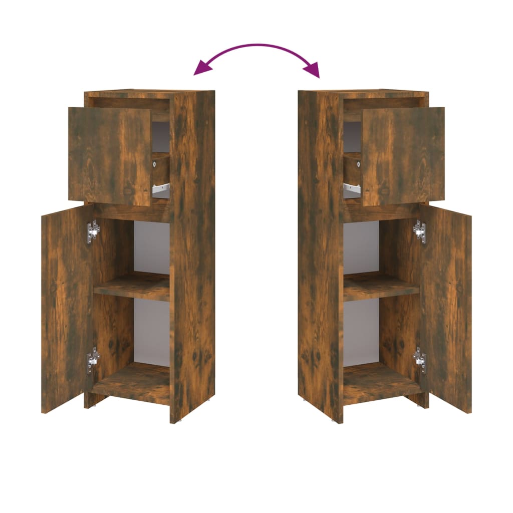 Badkamerkast 30x30x95 cm bewerkt hout gerookt eikenkleurig is nu te koop bij PeponiXL, paradijselijk wonen!