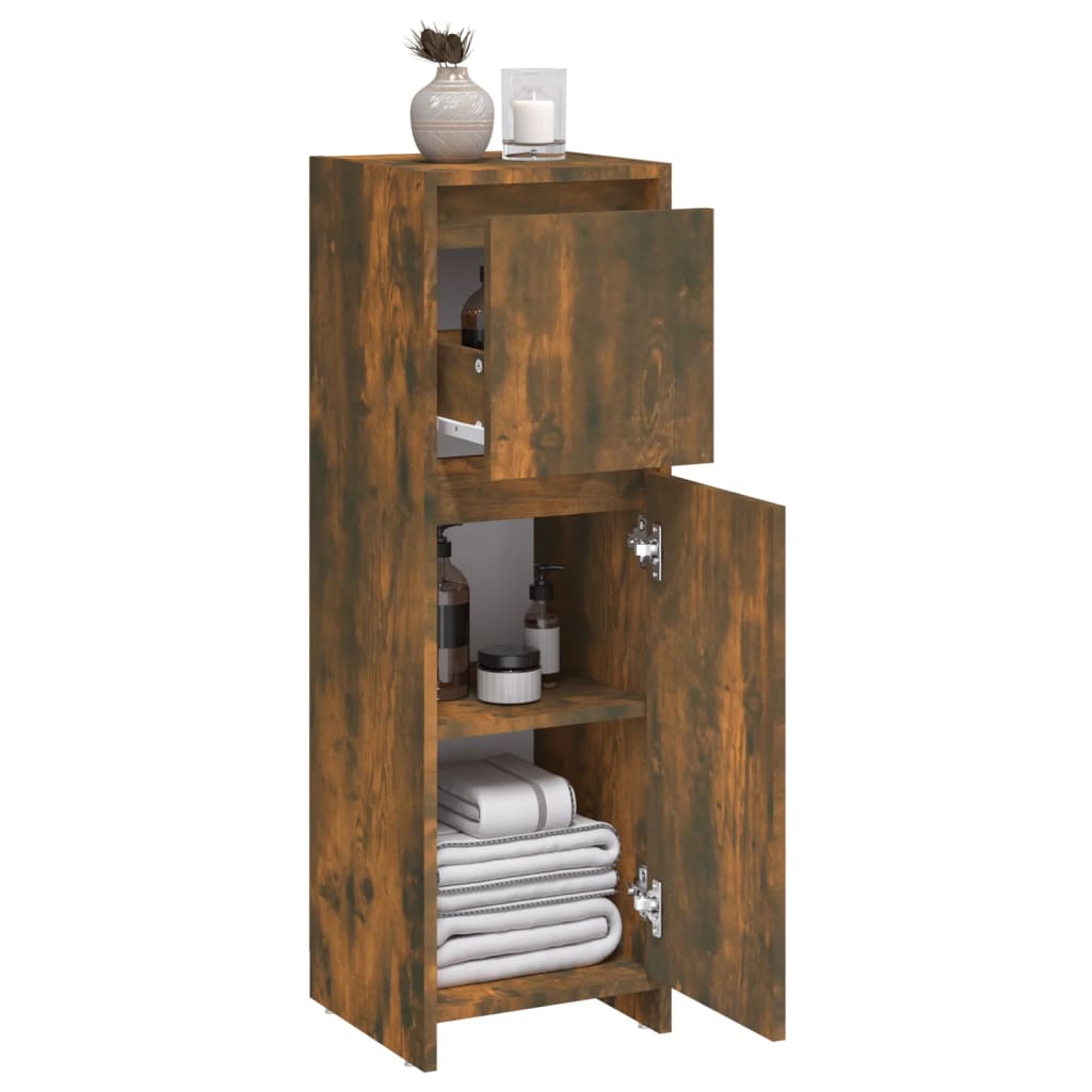 Badkamerkast 30x30x95 cm bewerkt hout gerookt eikenkleurig is nu te koop bij PeponiXL, paradijselijk wonen!