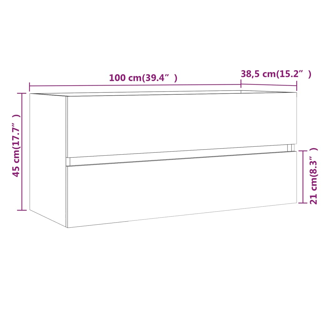 Wastafelkast 100x38,5x45 cm bewerkt hout gerookt eikenkleurig is nu te koop bij PeponiXL, paradijselijk wonen!