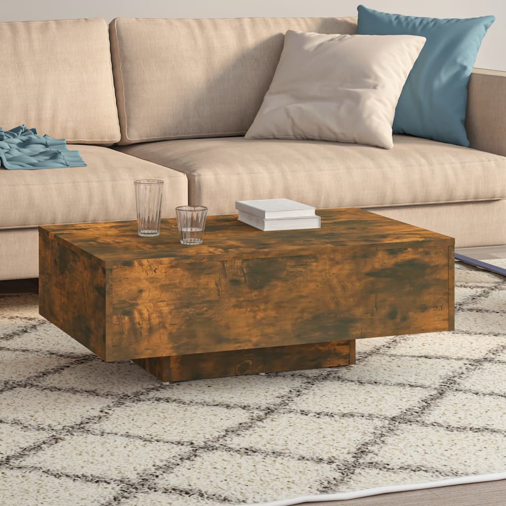 Salontafel 85x55x31 cm bewerkt hout gerookt eikenkleurig is nu te koop bij PeponiXL, paradijselijk wonen!