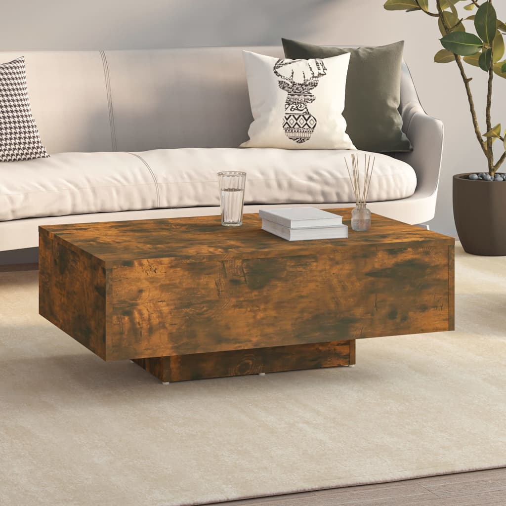 Salontafel 85x55x31 cm bewerkt hout gerookt eikenkleurig is nu te koop bij PeponiXL, paradijselijk wonen!