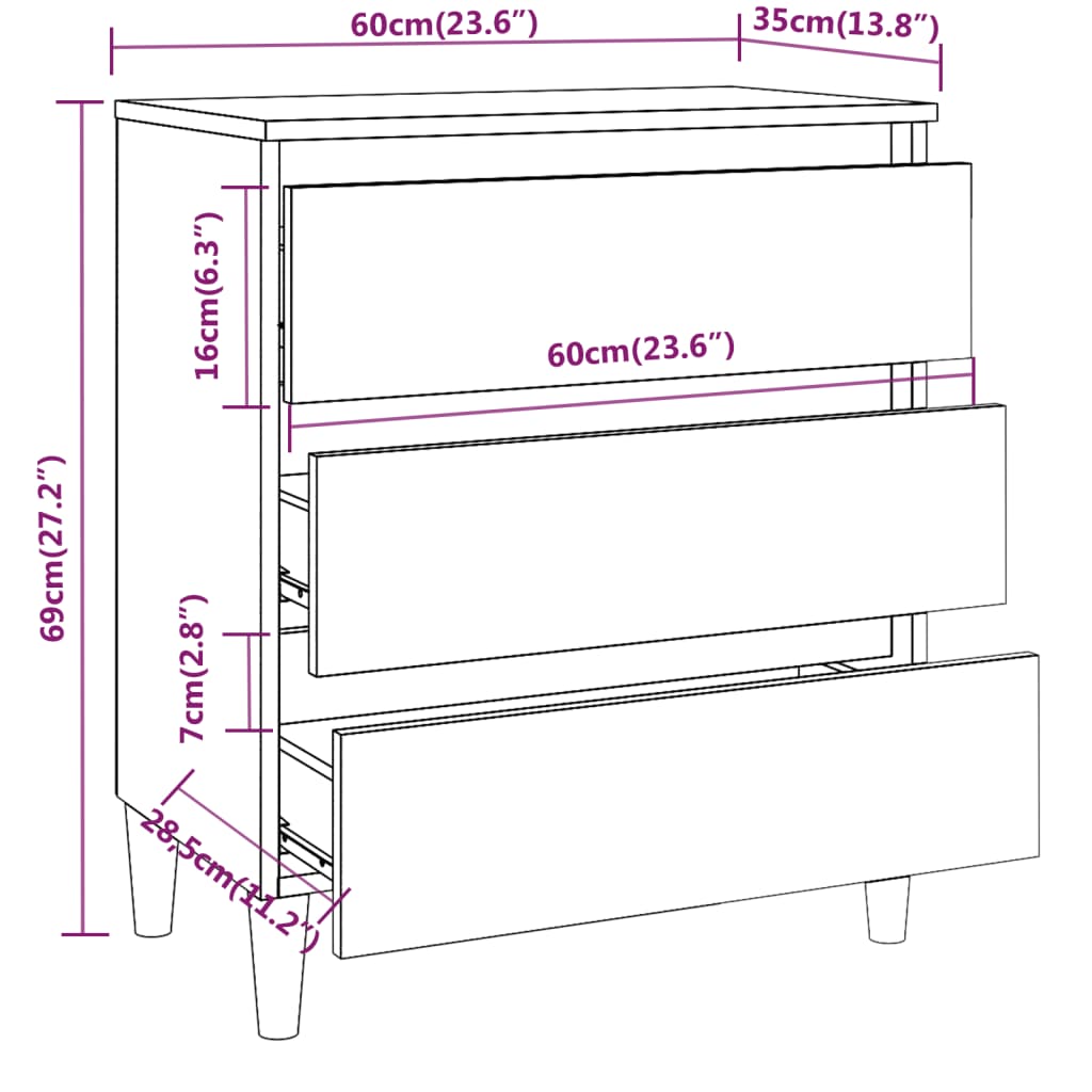 Dressoir 60x35x69 cm bewerkt hout gerookt eikenkleurig is nu te koop bij PeponiXL, paradijselijk wonen!
