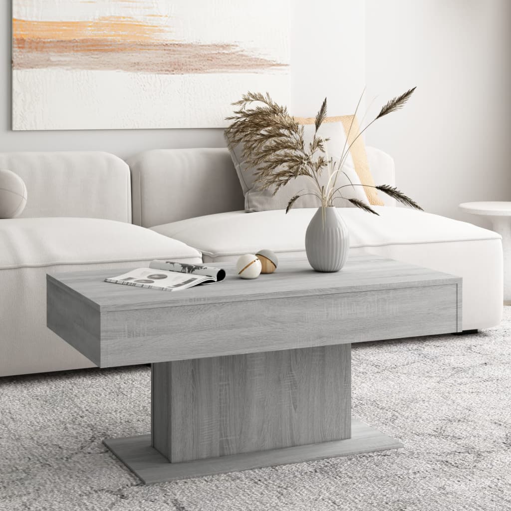 Salontafel 96x50x45 cm bewerkt hout grijs sonoma eikenkleurig is nu te koop bij PeponiXL, paradijselijk wonen!