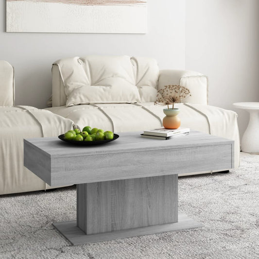 Salontafel 96x50x45 cm bewerkt hout grijs sonoma eikenkleurig is nu te koop bij PeponiXL, paradijselijk wonen!