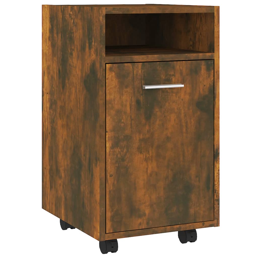 Bijzetkast met wielen 33x38x60 cm bewerkt hout gerookt eiken is nu te koop bij PeponiXL, paradijselijk wonen!