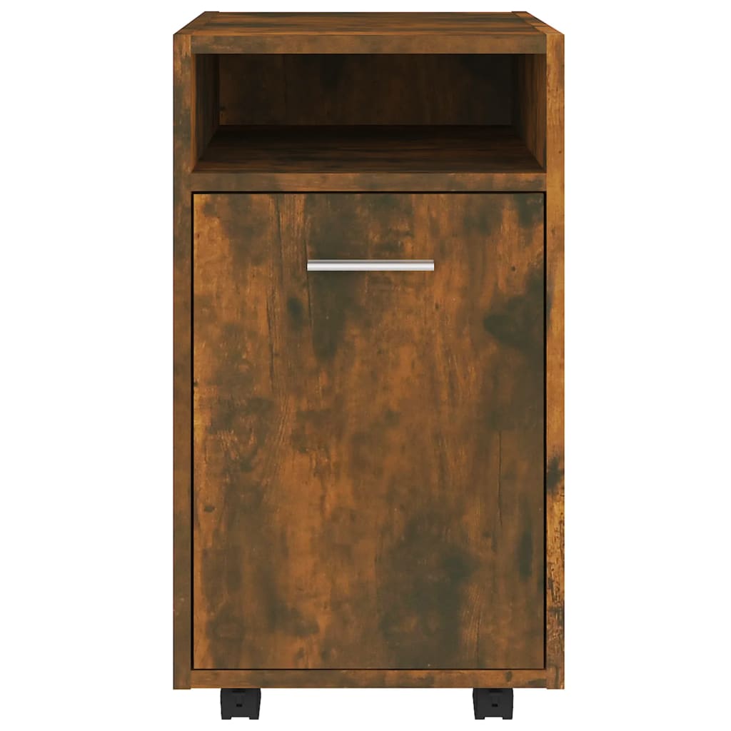 Bijzetkast met wielen 33x38x60 cm bewerkt hout gerookt eiken is nu te koop bij PeponiXL, paradijselijk wonen!