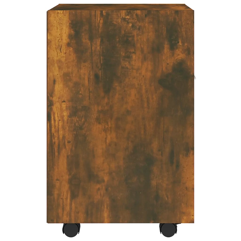 Bijzetkast met wielen 33x38x60 cm bewerkt hout gerookt eiken is nu te koop bij PeponiXL, paradijselijk wonen!