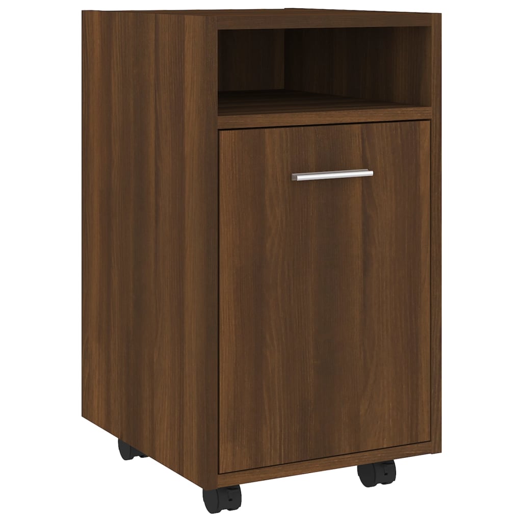 Bijzetkast met wielen 33x38x60 cm bewerkt hout bruineikenkleur is nu te koop bij PeponiXL, paradijselijk wonen!