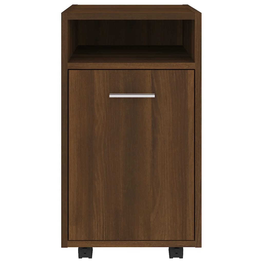 Bijzetkast met wielen 33x38x60 cm bewerkt hout bruineikenkleur is nu te koop bij PeponiXL, paradijselijk wonen!