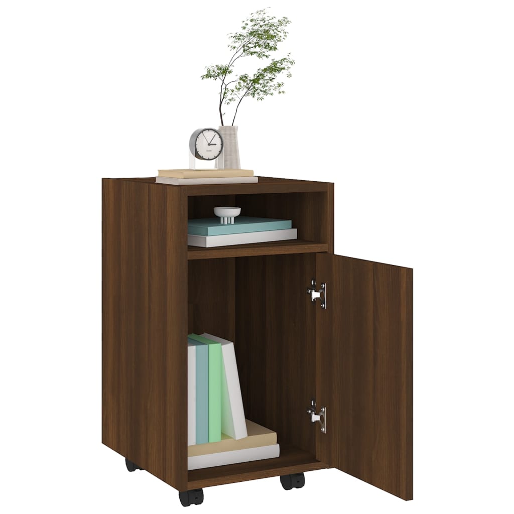 Bijzetkast met wielen 33x38x60 cm bewerkt hout bruineikenkleur is nu te koop bij PeponiXL, paradijselijk wonen!